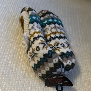 Slipper socks gripper 4-10 plush faux fur